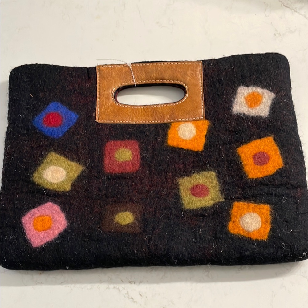 Colorful Felted Wool Tote Bag handmade in Nepal